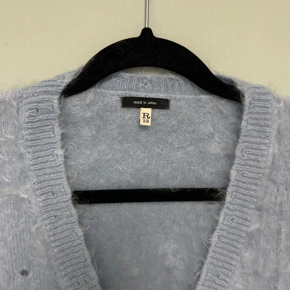 R13 Japanese Brushed Cashmere Cardigan - Light Blue. Size medium - Picture 10 of 14